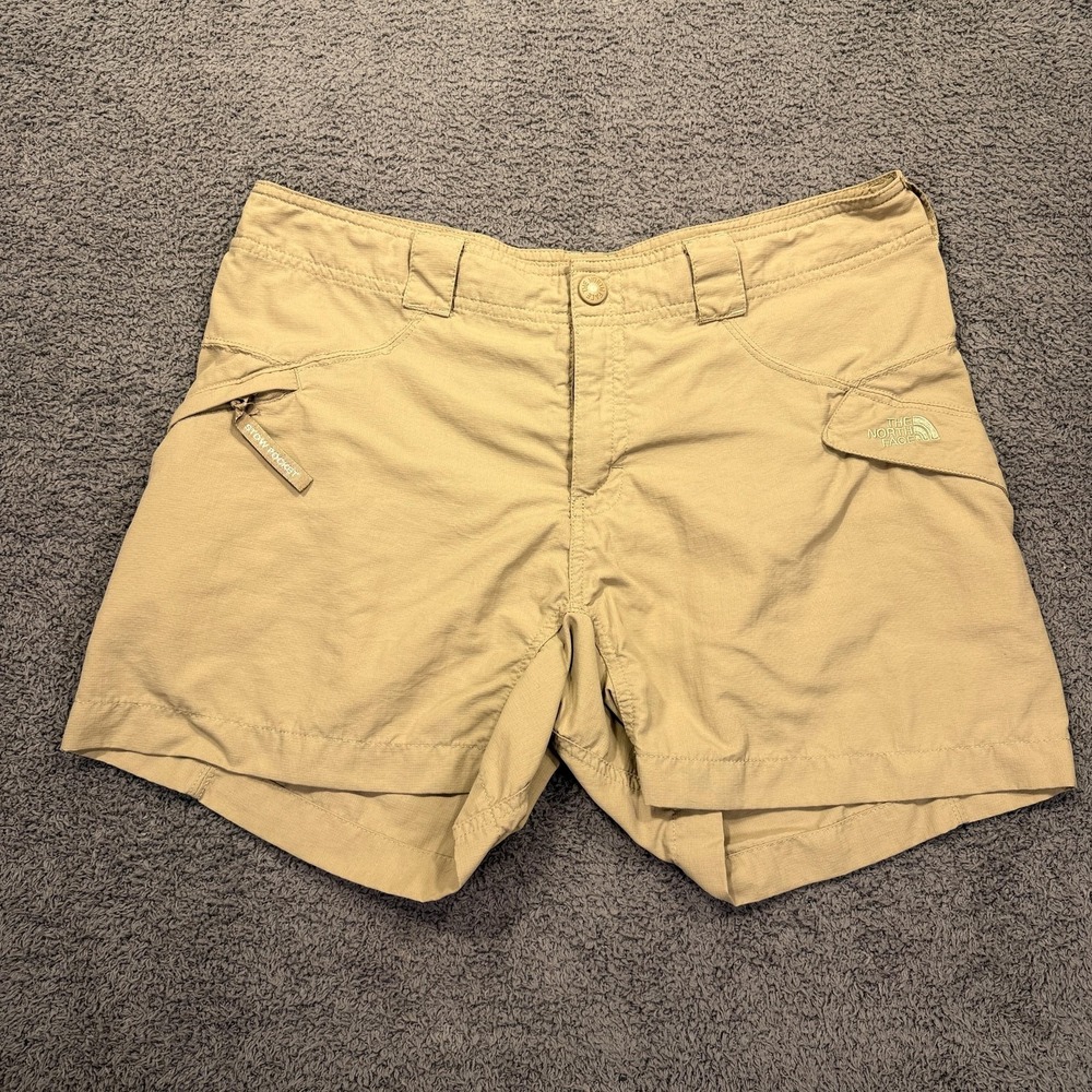 The North Face Shorts Womens‎ 10 Khaki Outdoor Hiking Nylon Quick Dry Zip Pocket